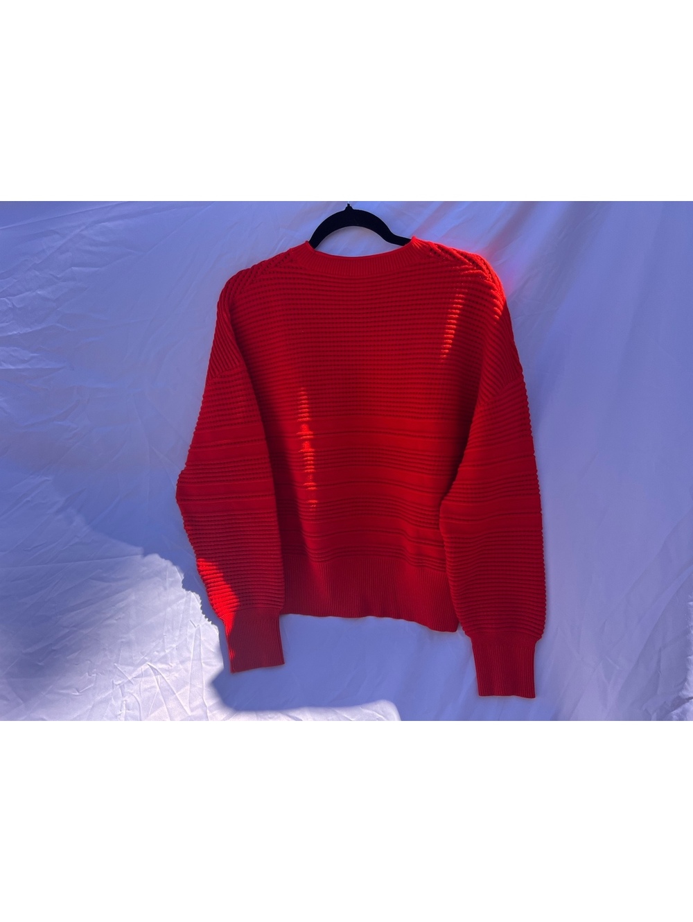 CALIA Red Open Knit Sweater Women’s M Textured Long Sleeve Pullover - Picture 2 of 7